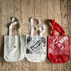 Lululemon Tote Bag Set - Silver, White, Red